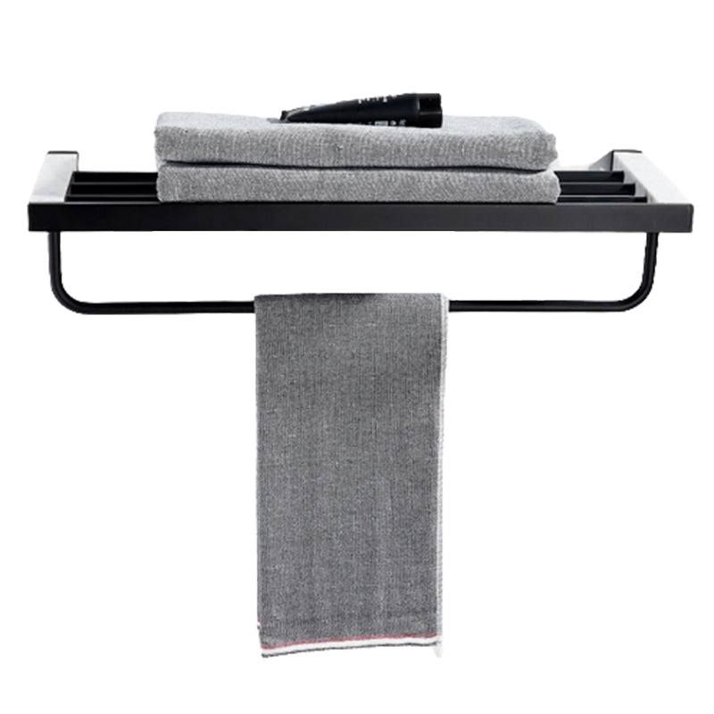 Matte Black Bathroom Accessory Set in Metal & Marble with Bath Shelf/Towel Bar Clearhalo 'Bathroom Hardware Sets' 'Bathroom Hardware' 'Bathroom Remodel & Bathroom Fixtures' 'bathroom_hardware_sets' 'Home Improvement' 'home_improvement' 'home_improvement_bathroom_hardware_sets' 6688735