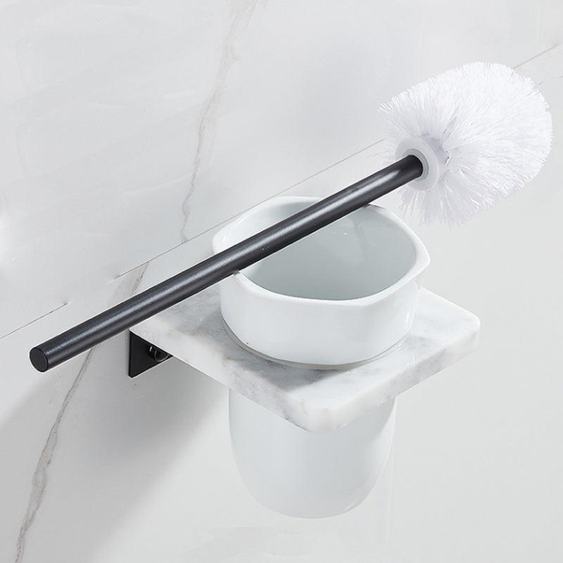 Matte Black Bathroom Accessory Set in Metal & Marble with Bath Shelf/Towel Bar Clearhalo 'Bathroom Hardware Sets' 'Bathroom Hardware' 'Bathroom Remodel & Bathroom Fixtures' 'bathroom_hardware_sets' 'Home Improvement' 'home_improvement' 'home_improvement_bathroom_hardware_sets' 6688747