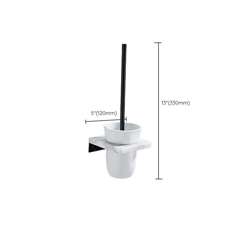 Matte Black Bathroom Accessory Set in Metal & Marble with Bath Shelf/Towel Bar Clearhalo 'Bathroom Hardware Sets' 'Bathroom Hardware' 'Bathroom Remodel & Bathroom Fixtures' 'bathroom_hardware_sets' 'Home Improvement' 'home_improvement' 'home_improvement_bathroom_hardware_sets' 6688758