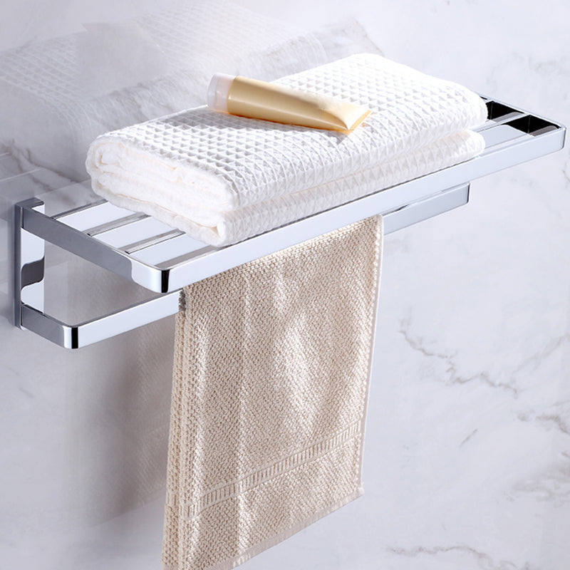 Chrome Brass Moderne Bathroom Accessory Set with Towel Bar/ Ring/Paper Holder & Robe Hook Clearhalo 'Bathroom Hardware Sets' 'Bathroom Hardware' 'Bathroom Remodel & Bathroom Fixtures' 'bathroom_hardware_sets' 'Home Improvement' 'home_improvement' 'home_improvement_bathroom_hardware_sets' 6688768