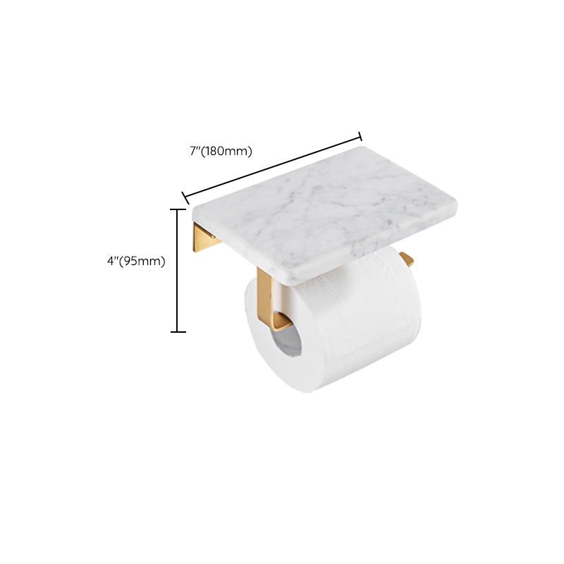 Brushed Brass Bathroom Accessory Set Metal & Marble Bathroom Hardware Set with Bath Shelf Clearhalo 'Bathroom Hardware Sets' 'Bathroom Hardware' 'Bathroom Remodel & Bathroom Fixtures' 'bathroom_hardware_sets' 'Home Improvement' 'home_improvement' 'home_improvement_bathroom_hardware_sets' 6688825