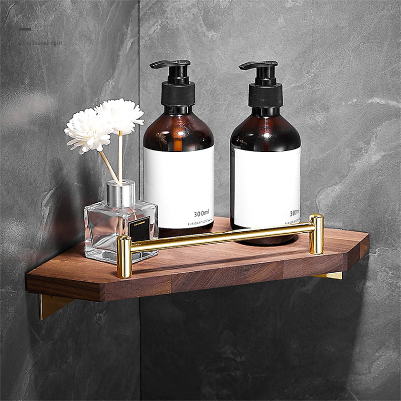 Polished Brass Bathroom Hardware Set Metal & Wood Bathroom Set with Bath Shelf/Towel Bar Clearhalo 'Bathroom Hardware Sets' 'Bathroom Hardware' 'Bathroom Remodel & Bathroom Fixtures' 'bathroom_hardware_sets' 'Home Improvement' 'home_improvement' 'home_improvement_bathroom_hardware_sets' 6688858