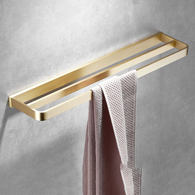 Brushed Brass Bathroom Hardware Set Retro Golden Bathroom Accessory Kit Towel Bar (Double Rods) Clearhalo 'Bathroom Hardware Sets' 'Bathroom Hardware' 'Bathroom Remodel & Bathroom Fixtures' 'bathroom_hardware_sets' 'Home Improvement' 'home_improvement' 'home_improvement_bathroom_hardware_sets' 6688881