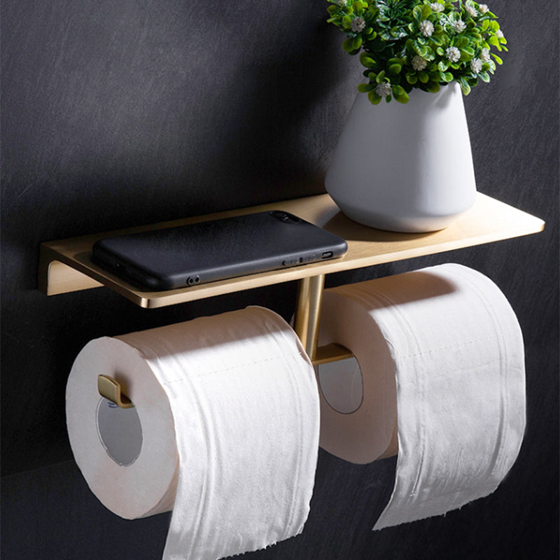 Brushed Brass Bathroom Hardware Set Retro Golden Bathroom Accessory Kit Toilet Paper Holder (12"L) Clearhalo 'Bathroom Hardware Sets' 'Bathroom Hardware' 'Bathroom Remodel & Bathroom Fixtures' 'bathroom_hardware_sets' 'Home Improvement' 'home_improvement' 'home_improvement_bathroom_hardware_sets' 6688888