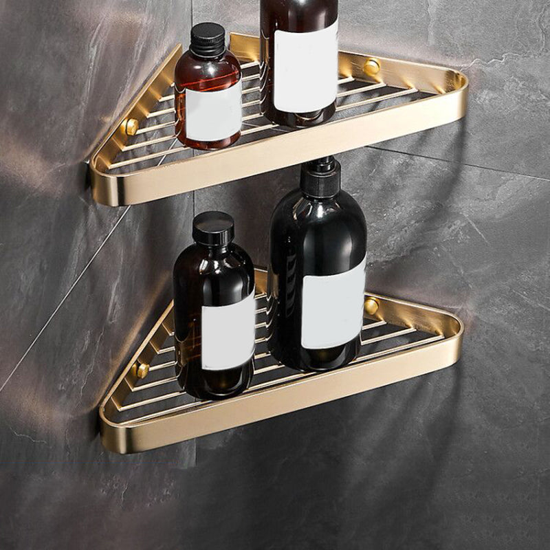 Brushed Brass Bathroom Hardware Set Retro Golden Bathroom Accessory Kit 2-Piece Set (Triangular Bath Shelf) Clearhalo 'Bathroom Hardware Sets' 'Bathroom Hardware' 'Bathroom Remodel & Bathroom Fixtures' 'bathroom_hardware_sets' 'Home Improvement' 'home_improvement' 'home_improvement_bathroom_hardware_sets' 6688889