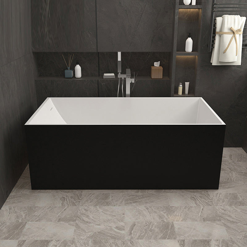 Modern Soaking Freestanding Bath Tub Stone Bathroom Bathtub with Overflow Trim Black Clearhalo 'Bathroom Remodel & Bathroom Fixtures' 'Bathtubs' 'Home Improvement' 'home_improvement' 'home_improvement_bathtubs' 'Showers & Bathtubs' 6688968