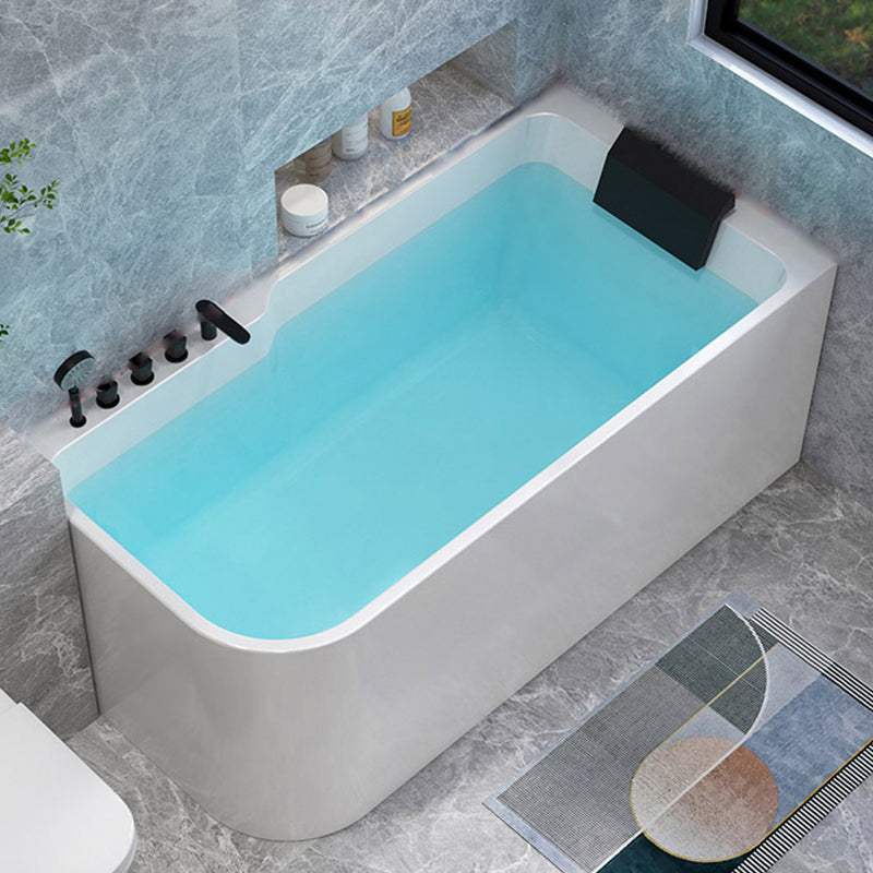 Modern Acrylic Soaking/Whirlpool Bathtub Rectangle Back to Wall Bathtub Faucet Included Left Clearhalo 'Bathroom Remodel & Bathroom Fixtures' 'Bathtubs' 'Home Improvement' 'home_improvement' 'home_improvement_bathtubs' 'Showers & Bathtubs' 6689152