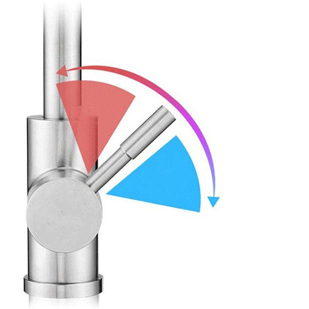 Modern Kitchen Sink Faucet Stainless Steel with Handles and Supply Lines Kitchen Faucet Clearhalo 'Home Improvement' 'home_improvement' 'home_improvement_kitchen_faucets' 'Kitchen Faucets' 'Kitchen Remodel & Kitchen Fixtures' 'Kitchen Sinks & Faucet Components' 'kitchen_faucets' 6694116