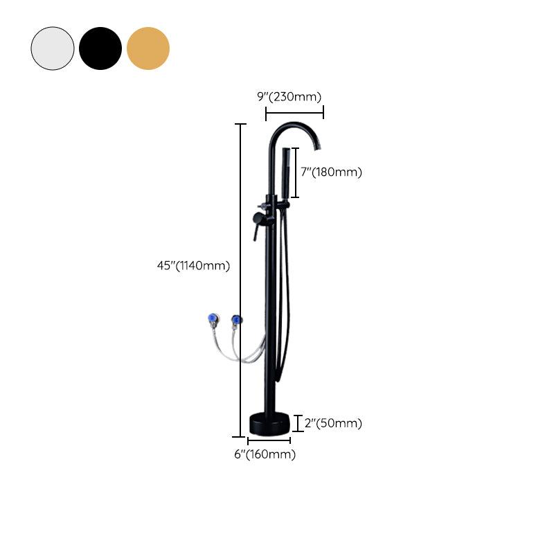 Floor Mounted Metal Freestanding Tub Filler Double Handles Freestanding Bathtub Faucet Clearhalo 'Bathroom Remodel & Bathroom Fixtures' 'Bathtub Faucets' 'bathtub_faucets' 'Home Improvement' 'home_improvement' 'home_improvement_bathtub_faucets' 6694373