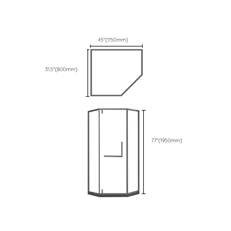 Contemporary Black Shower Enclosure Neo-Angle Semi-Frameless Clear Shower Enclosure Clearhalo 'Bathroom Remodel & Bathroom Fixtures' 'Home Improvement' 'home_improvement' 'home_improvement_shower_stalls_enclosures' 'Shower Stalls & Enclosures' 'shower_stalls_enclosures' 'Showers & Bathtubs' 6694480