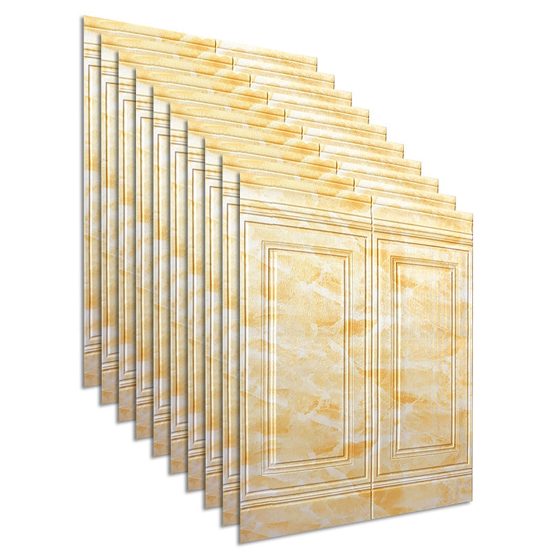 Glam Style Panel Living Room 3D Embossed Waterproof Wall Paneling Light Yellow 2'11\ (90cm) Clearhalo 'Flooring 'Home Improvement' 'home_improvement' 'home_improvement_wall_paneling' 'Wall Paneling' 'wall_paneling' 'Walls & Ceilings' Walls and Ceiling' 6694599