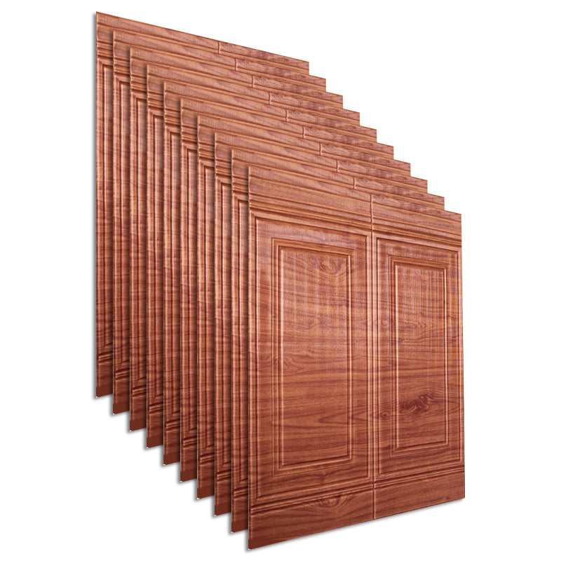 Glam Style Panel Living Room 3D Embossed Waterproof Wall Paneling Red Brown 2'11\ (90cm) Clearhalo 'Flooring 'Home Improvement' 'home_improvement' 'home_improvement_wall_paneling' 'Wall Paneling' 'wall_paneling' 'Walls & Ceilings' Walls and Ceiling' 6694602