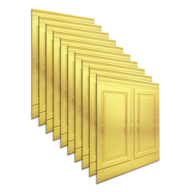 Glam Style Panel Living Room 3D Embossed Waterproof Wall Paneling Gold 2'11\ (90cm) Clearhalo 'Flooring 'Home Improvement' 'home_improvement' 'home_improvement_wall_paneling' 'Wall Paneling' 'wall_paneling' 'Walls & Ceilings' Walls and Ceiling' 6694603