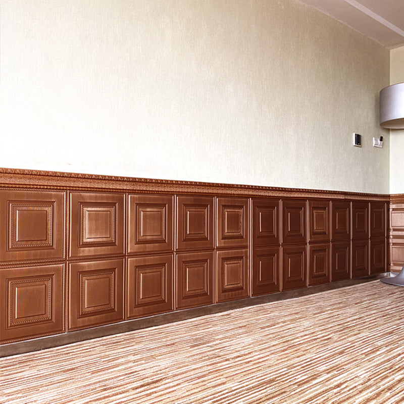 Glam Style Panel Living Room 3D Embossed Waterproof Wall Paneling Brown-Khaki 2'4\ (70cm) 100-Piece Set Clearhalo 'Flooring 'Home Improvement' 'home_improvement' 'home_improvement_wall_paneling' 'Wall Paneling' 'wall_paneling' 'Walls & Ceilings' Walls and Ceiling' 6694612
