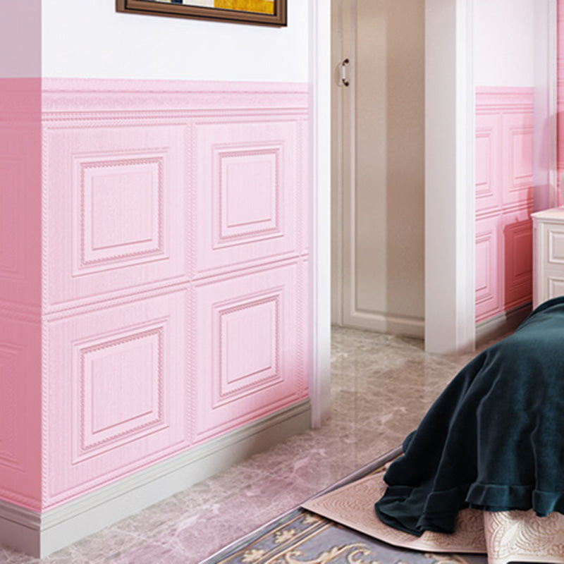 Glam Style Panel Living Room 3D Embossed Waterproof Wall Paneling Pink 2'4\ (70cm) 100-Piece Set Clearhalo 'Flooring 'Home Improvement' 'home_improvement' 'home_improvement_wall_paneling' 'Wall Paneling' 'wall_paneling' 'Walls & Ceilings' Walls and Ceiling' 6694615