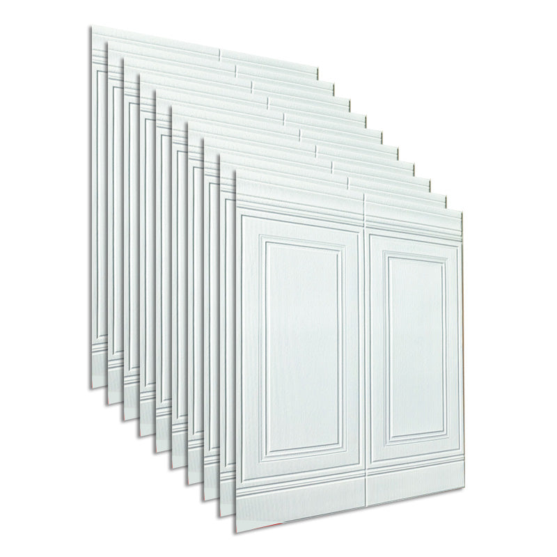 Glam Style Panel Living Room 3D Embossed Waterproof Wall Paneling White 2'11\ (90cm) Clearhalo 'Flooring 'Home Improvement' 'home_improvement' 'home_improvement_wall_paneling' 'Wall Paneling' 'wall_paneling' 'Walls & Ceilings' Walls and Ceiling' 6694619