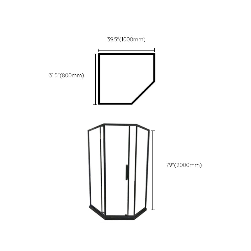 Contemporary Shower Enclosure Neo-Angle Semi-Frameless Clear Shower Enclosure Clearhalo 'Bathroom Remodel & Bathroom Fixtures' 'Home Improvement' 'home_improvement' 'home_improvement_shower_stalls_enclosures' 'Shower Stalls & Enclosures' 'shower_stalls_enclosures' 'Showers & Bathtubs' 6694650