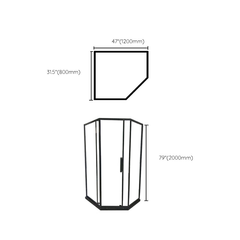 Contemporary Shower Enclosure Neo-Angle Semi-Frameless Clear Shower Enclosure Clearhalo 'Bathroom Remodel & Bathroom Fixtures' 'Home Improvement' 'home_improvement' 'home_improvement_shower_stalls_enclosures' 'Shower Stalls & Enclosures' 'shower_stalls_enclosures' 'Showers & Bathtubs' 6694652