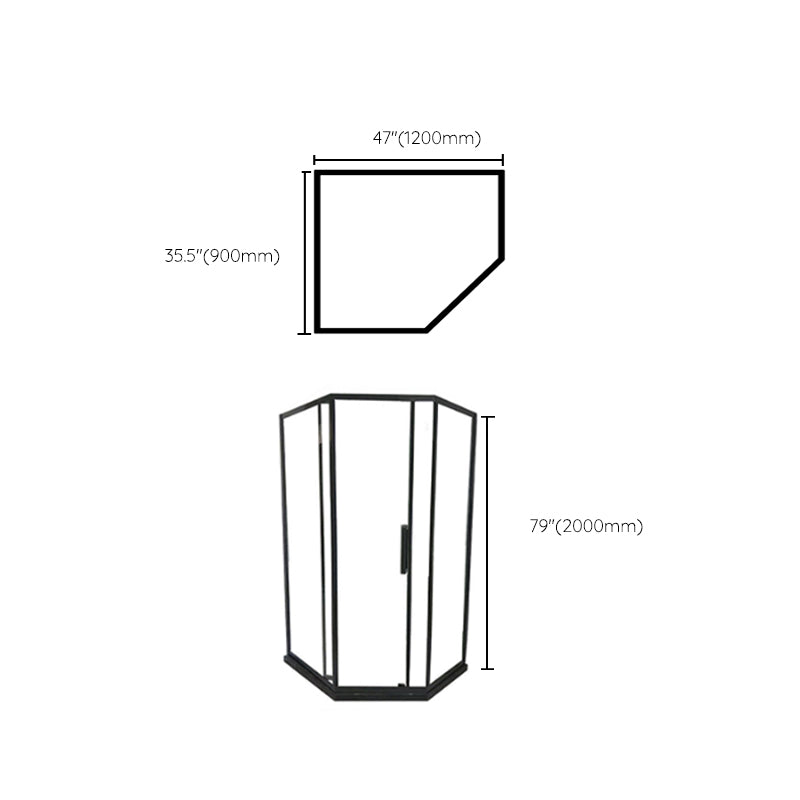 Contemporary Shower Enclosure Neo-Angle Semi-Frameless Clear Shower Enclosure Clearhalo 'Bathroom Remodel & Bathroom Fixtures' 'Home Improvement' 'home_improvement' 'home_improvement_shower_stalls_enclosures' 'Shower Stalls & Enclosures' 'shower_stalls_enclosures' 'Showers & Bathtubs' 6694655