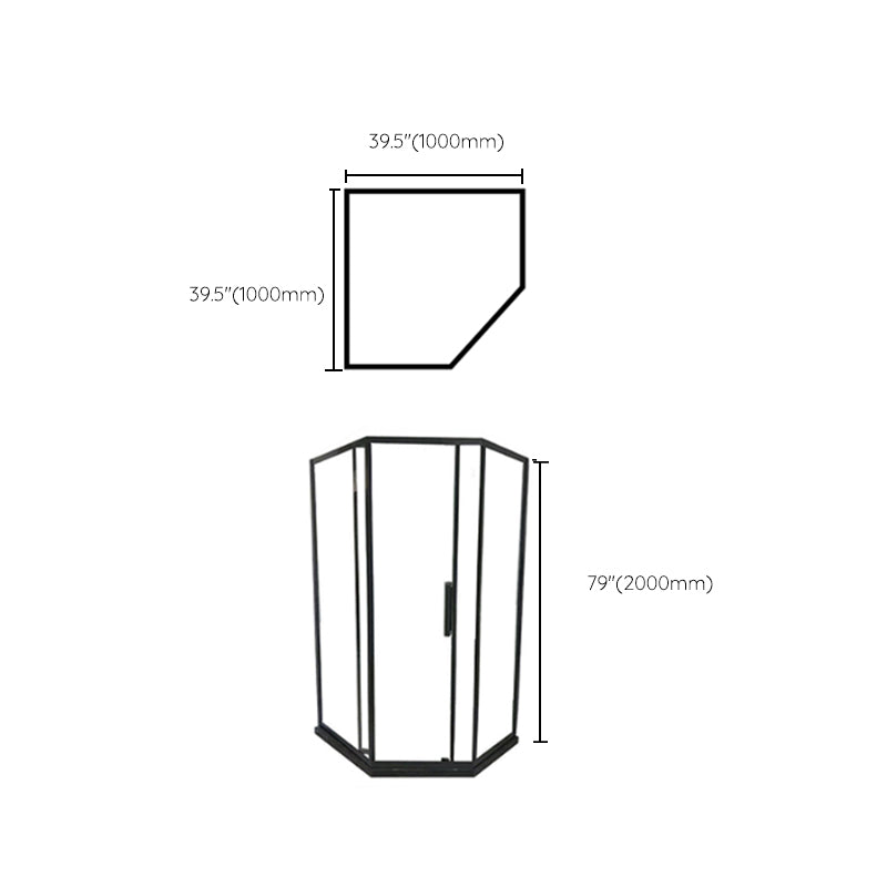 Contemporary Shower Enclosure Neo-Angle Semi-Frameless Clear Shower Enclosure Clearhalo 'Bathroom Remodel & Bathroom Fixtures' 'Home Improvement' 'home_improvement' 'home_improvement_shower_stalls_enclosures' 'Shower Stalls & Enclosures' 'shower_stalls_enclosures' 'Showers & Bathtubs' 6694656