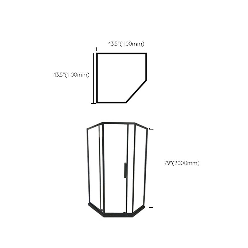 Contemporary Shower Enclosure Neo-Angle Semi-Frameless Clear Shower Enclosure Clearhalo 'Bathroom Remodel & Bathroom Fixtures' 'Home Improvement' 'home_improvement' 'home_improvement_shower_stalls_enclosures' 'Shower Stalls & Enclosures' 'shower_stalls_enclosures' 'Showers & Bathtubs' 6694659