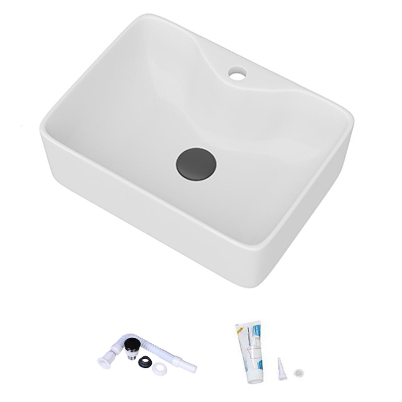 White Rectangular Trough Bathroom Sink Modern Trough Bathroom Sink 19"L x 15"W x 5"H Clearhalo 'Bathroom Remodel & Bathroom Fixtures' 'Bathroom Sinks & Faucet Components' 'Bathroom Sinks' 'bathroom_sink' 'Home Improvement' 'home_improvement' 'home_improvement_bathroom_sink' 6694891