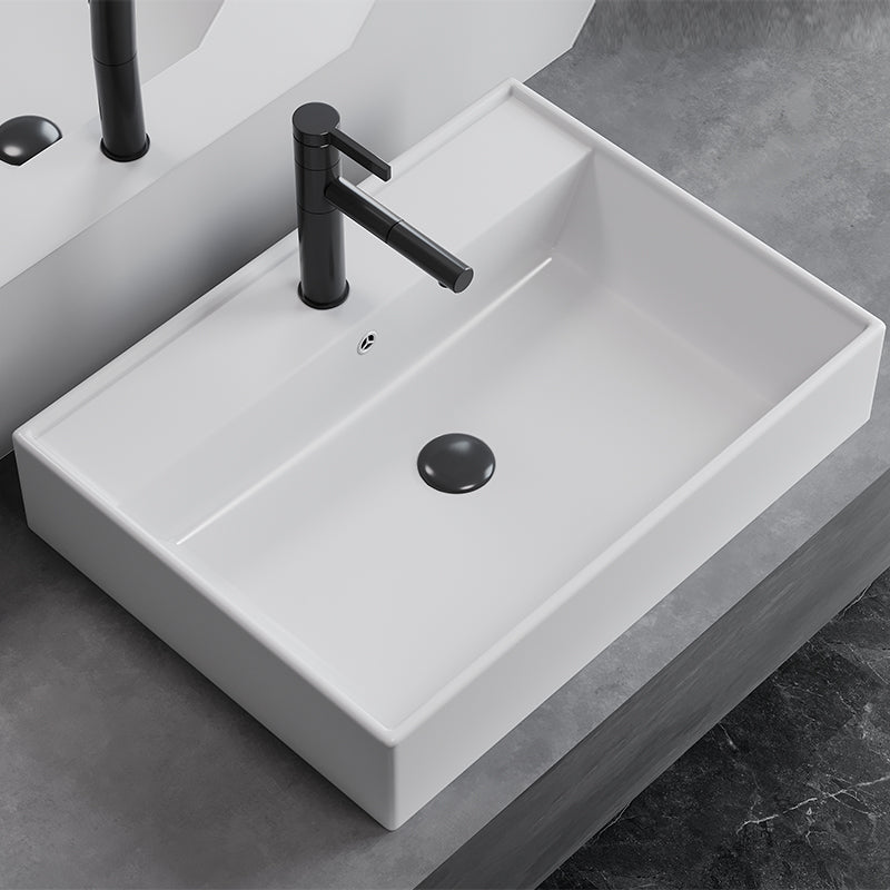 White Rectangular Trough Bathroom Sink Modern Trough Bathroom Sink Clearhalo 'Bathroom Remodel & Bathroom Fixtures' 'Bathroom Sinks & Faucet Components' 'Bathroom Sinks' 'bathroom_sink' 'Home Improvement' 'home_improvement' 'home_improvement_bathroom_sink' 6694892