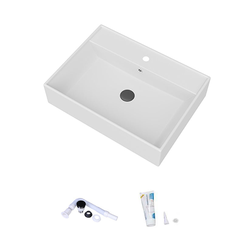 White Rectangular Trough Bathroom Sink Modern Trough Bathroom Sink 20"L x 17"W x 5"H Clearhalo 'Bathroom Remodel & Bathroom Fixtures' 'Bathroom Sinks & Faucet Components' 'Bathroom Sinks' 'bathroom_sink' 'Home Improvement' 'home_improvement' 'home_improvement_bathroom_sink' 6694894