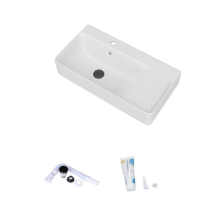 White Rectangular Trough Bathroom Sink Modern Trough Bathroom Sink 23"L x 12"W x 5"H Clearhalo 'Bathroom Remodel & Bathroom Fixtures' 'Bathroom Sinks & Faucet Components' 'Bathroom Sinks' 'bathroom_sink' 'Home Improvement' 'home_improvement' 'home_improvement_bathroom_sink' 6694897