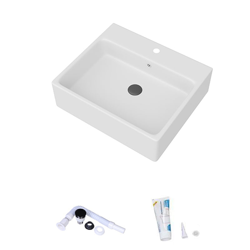 White Rectangular Trough Bathroom Sink Modern Trough Bathroom Sink 20"L x 17"W x 6"H Clearhalo 'Bathroom Remodel & Bathroom Fixtures' 'Bathroom Sinks & Faucet Components' 'Bathroom Sinks' 'bathroom_sink' 'Home Improvement' 'home_improvement' 'home_improvement_bathroom_sink' 6694900