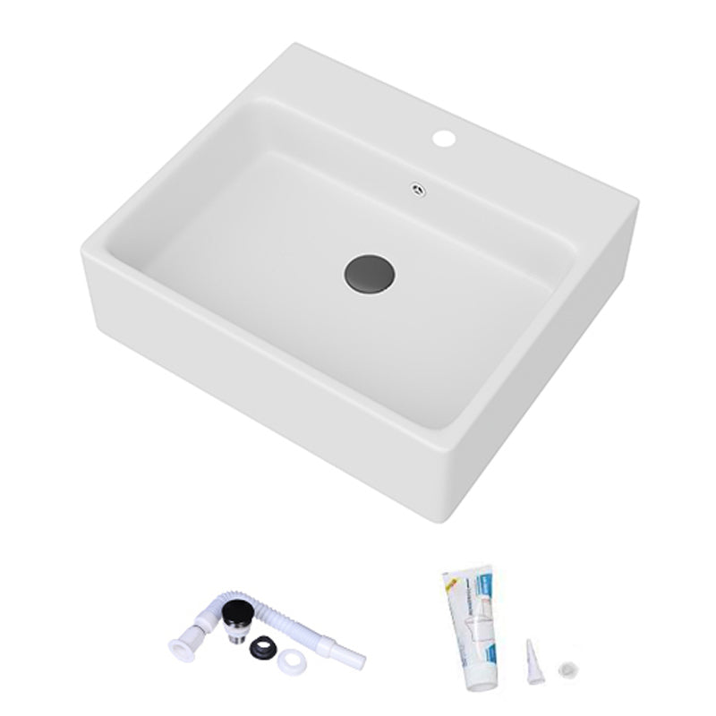 White Rectangular Trough Bathroom Sink Modern Trough Bathroom Sink 18"L x 17"W x 6"H Clearhalo 'Bathroom Remodel & Bathroom Fixtures' 'Bathroom Sinks & Faucet Components' 'Bathroom Sinks' 'bathroom_sink' 'Home Improvement' 'home_improvement' 'home_improvement_bathroom_sink' 6694901