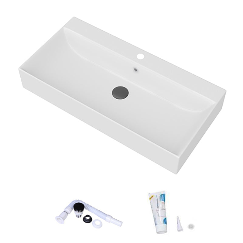 White Rectangular Trough Bathroom Sink Modern Trough Bathroom Sink 31"L x 18"W x 6"H Clearhalo 'Bathroom Remodel & Bathroom Fixtures' 'Bathroom Sinks & Faucet Components' 'Bathroom Sinks' 'bathroom_sink' 'Home Improvement' 'home_improvement' 'home_improvement_bathroom_sink' 6694905