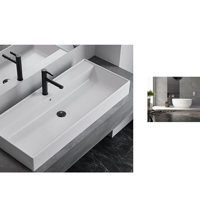 White Rectangular Trough Bathroom Sink Modern Trough Bathroom Sink Clearhalo 'Bathroom Remodel & Bathroom Fixtures' 'Bathroom Sinks & Faucet Components' 'Bathroom Sinks' 'bathroom_sink' 'Home Improvement' 'home_improvement' 'home_improvement_bathroom_sink' 6694907