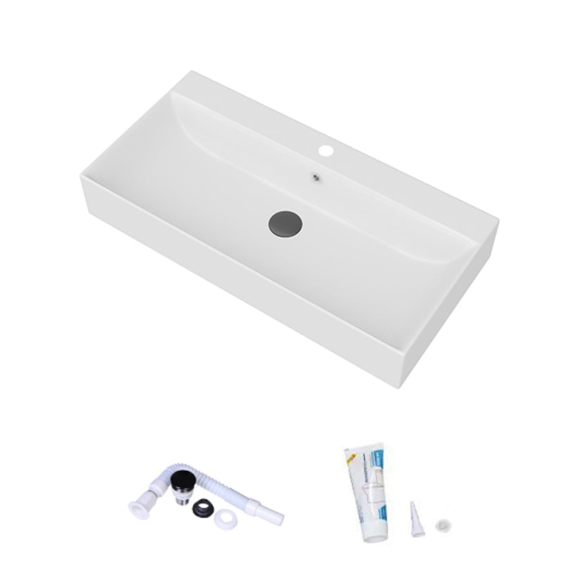 White Rectangular Trough Bathroom Sink Modern Trough Bathroom Sink 31"L x 17"W x 5"H Clearhalo 'Bathroom Remodel & Bathroom Fixtures' 'Bathroom Sinks & Faucet Components' 'Bathroom Sinks' 'bathroom_sink' 'Home Improvement' 'home_improvement' 'home_improvement_bathroom_sink' 6694908