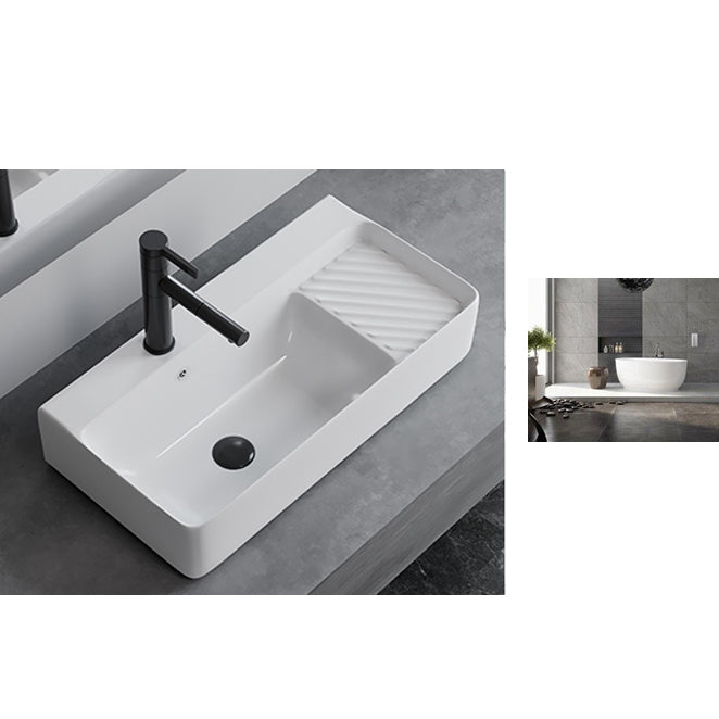 White Rectangular Trough Bathroom Sink Modern Trough Bathroom Sink Clearhalo 'Bathroom Remodel & Bathroom Fixtures' 'Bathroom Sinks & Faucet Components' 'Bathroom Sinks' 'bathroom_sink' 'Home Improvement' 'home_improvement' 'home_improvement_bathroom_sink' 6694909