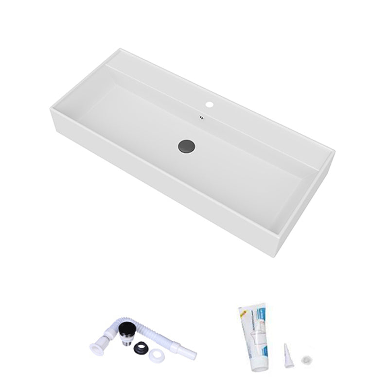 White Rectangular Trough Bathroom Sink Modern Trough Bathroom Sink 40"L x 18"W x 6"H Clearhalo 'Bathroom Remodel & Bathroom Fixtures' 'Bathroom Sinks & Faucet Components' 'Bathroom Sinks' 'bathroom_sink' 'Home Improvement' 'home_improvement' 'home_improvement_bathroom_sink' 6694910