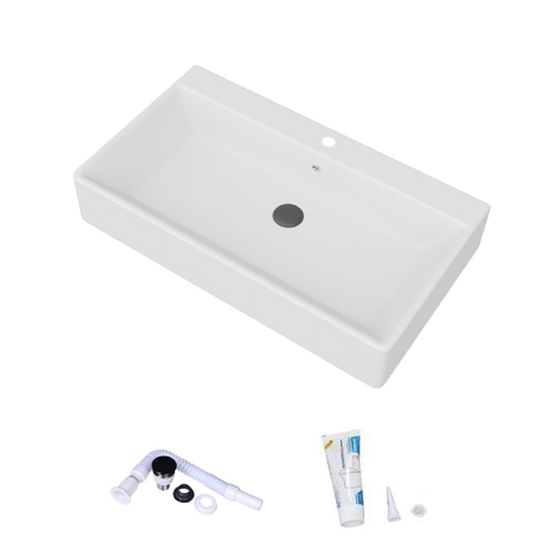 White Rectangular Trough Bathroom Sink Modern Trough Bathroom Sink 28"L x 17"W x 5"H Clearhalo 'Bathroom Remodel & Bathroom Fixtures' 'Bathroom Sinks & Faucet Components' 'Bathroom Sinks' 'bathroom_sink' 'Home Improvement' 'home_improvement' 'home_improvement_bathroom_sink' 6694913