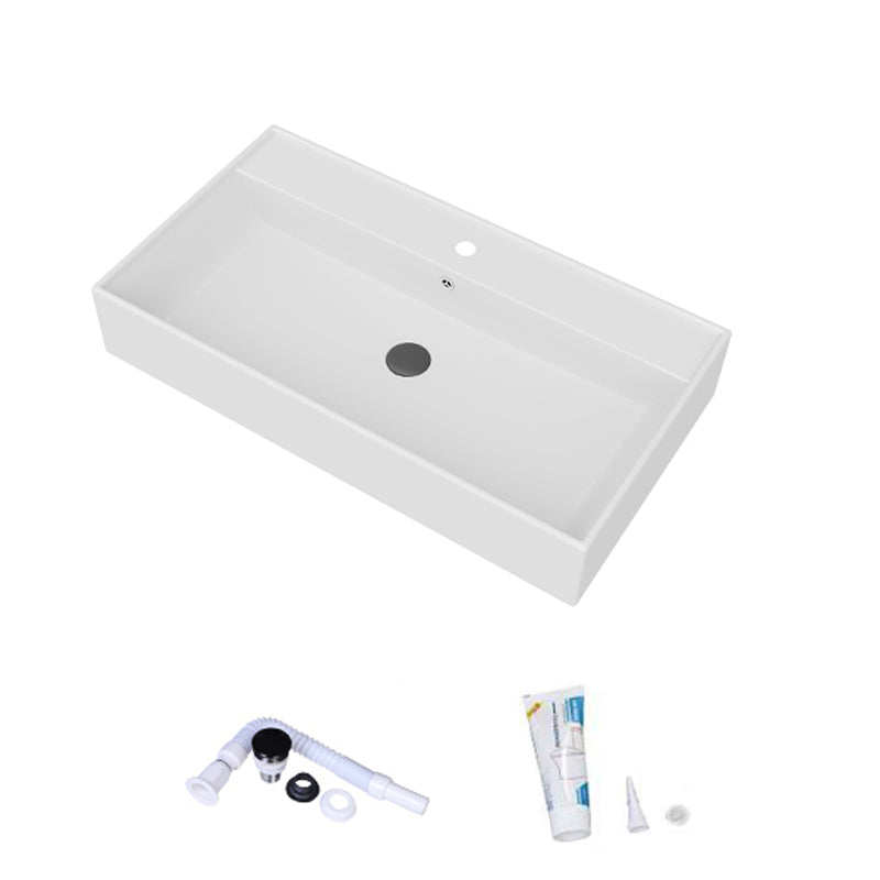 White Rectangular Trough Bathroom Sink Modern Trough Bathroom Sink 24"L x 17"W x 5"H Clearhalo 'Bathroom Remodel & Bathroom Fixtures' 'Bathroom Sinks & Faucet Components' 'Bathroom Sinks' 'bathroom_sink' 'Home Improvement' 'home_improvement' 'home_improvement_bathroom_sink' 6694915