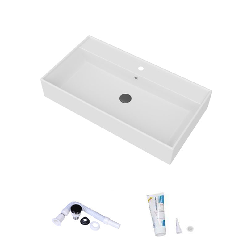 White Rectangular Trough Bathroom Sink Modern Trough Bathroom Sink 24"L x 14"W x 5"H Clearhalo 'Bathroom Remodel & Bathroom Fixtures' 'Bathroom Sinks & Faucet Components' 'Bathroom Sinks' 'bathroom_sink' 'Home Improvement' 'home_improvement' 'home_improvement_bathroom_sink' 6694916