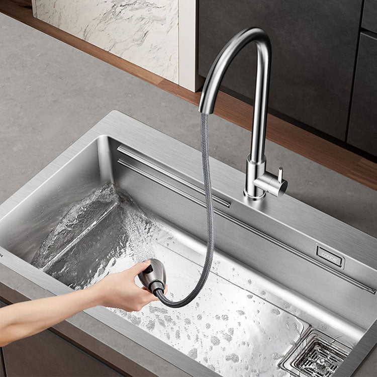 Modern Style Kitchen Sink Drop-In Stainless Steel Noise-cancelling Design Kitchen Sink Clearhalo 'Home Improvement' 'home_improvement' 'home_improvement_kitchen_sinks' 'Kitchen Remodel & Kitchen Fixtures' 'Kitchen Sinks & Faucet Components' 'Kitchen Sinks' 'kitchen_sinks' 6695115