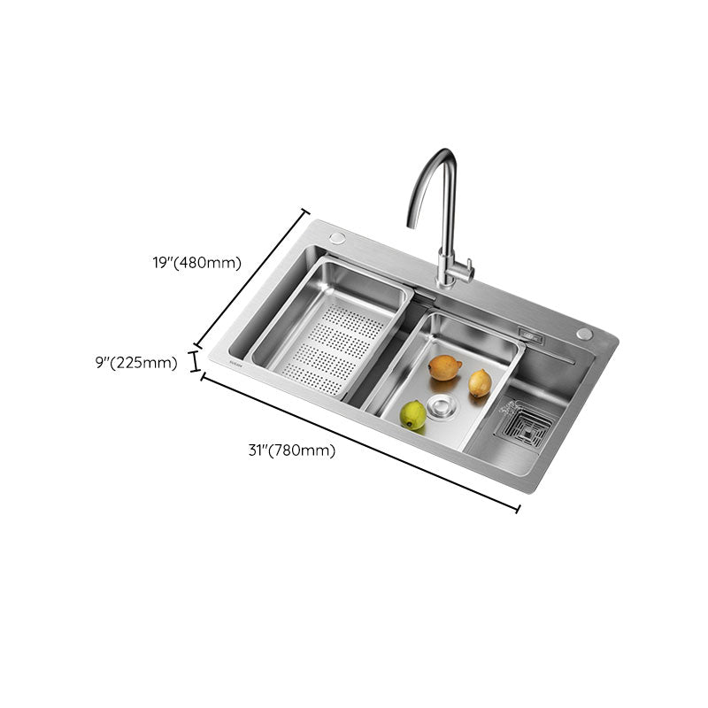 Modern Style Kitchen Sink Drop-In Stainless Steel Noise-cancelling Design Kitchen Sink Clearhalo 'Home Improvement' 'home_improvement' 'home_improvement_kitchen_sinks' 'Kitchen Remodel & Kitchen Fixtures' 'Kitchen Sinks & Faucet Components' 'Kitchen Sinks' 'kitchen_sinks' 6695126