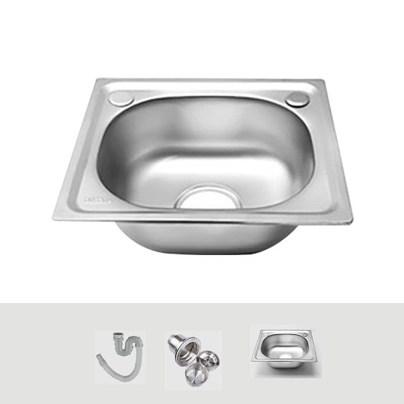 Modern Style Kitchen Sink Stainless Steel Single Bowl Kitchen Sink with Basket Strainer 15"L x 13"W x 8.3"H Sink Only None Clearhalo 'Home Improvement' 'home_improvement' 'home_improvement_kitchen_sinks' 'Kitchen Remodel & Kitchen Fixtures' 'Kitchen Sinks & Faucet Components' 'Kitchen Sinks' 'kitchen_sinks' 6695139