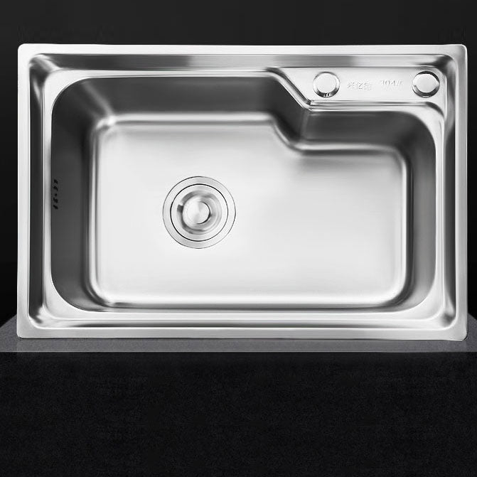 Modern Style Kitchen Sink Stainless Steel Single Bowl Kitchen Sink with Basket Strainer Clearhalo 'Home Improvement' 'home_improvement' 'home_improvement_kitchen_sinks' 'Kitchen Remodel & Kitchen Fixtures' 'Kitchen Sinks & Faucet Components' 'Kitchen Sinks' 'kitchen_sinks' 6695140