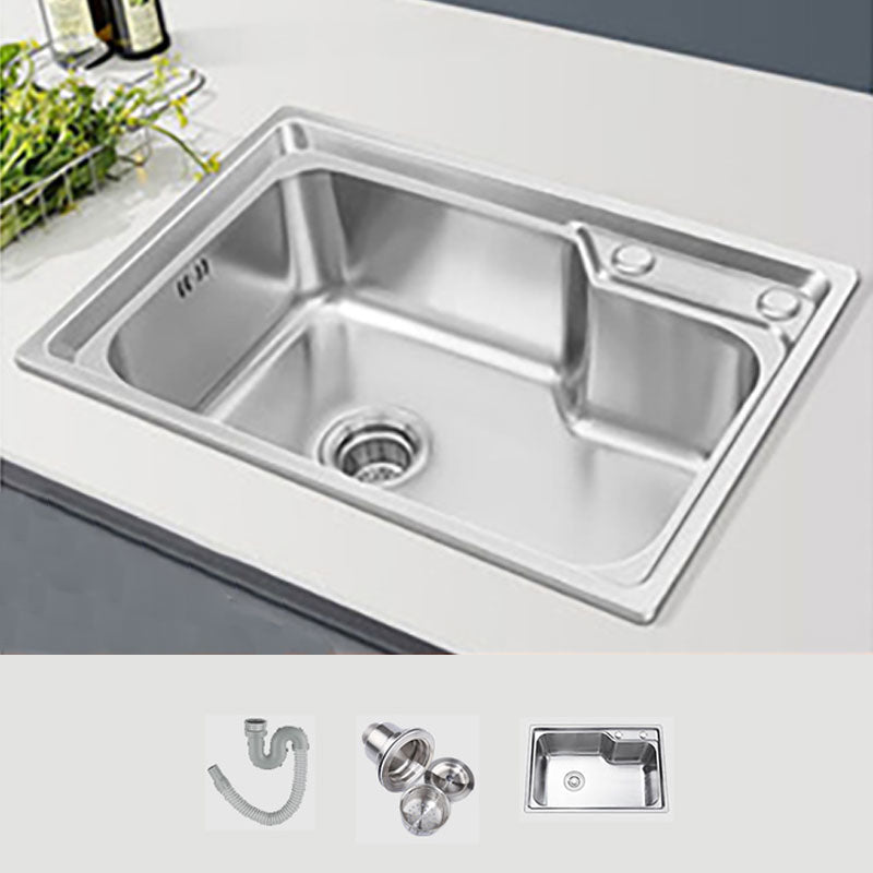 Modern Style Kitchen Sink Stainless Steel Single Bowl Kitchen Sink with Basket Strainer Sink Only None Clearhalo 'Home Improvement' 'home_improvement' 'home_improvement_kitchen_sinks' 'Kitchen Remodel & Kitchen Fixtures' 'Kitchen Sinks & Faucet Components' 'Kitchen Sinks' 'kitchen_sinks' 6695143