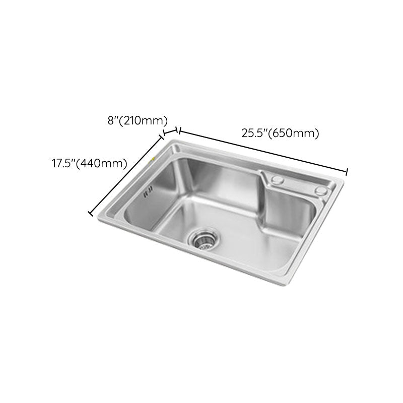 Modern Style Kitchen Sink Stainless Steel Single Bowl Kitchen Sink with Basket Strainer Clearhalo 'Home Improvement' 'home_improvement' 'home_improvement_kitchen_sinks' 'Kitchen Remodel & Kitchen Fixtures' 'Kitchen Sinks & Faucet Components' 'Kitchen Sinks' 'kitchen_sinks' 6695156