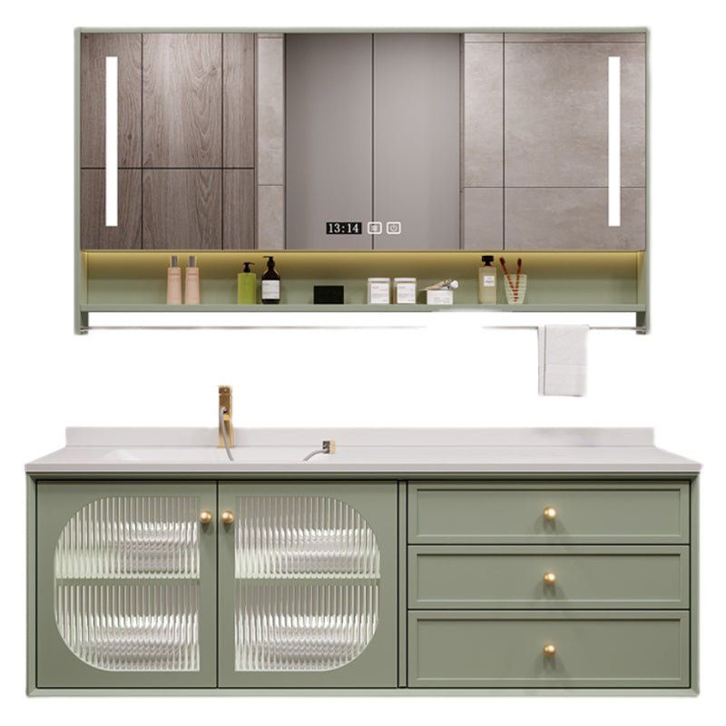 Modern Sink Vanity Solid Color Storage Shelves Wall Mount Bathroom Vanity Set Clearhalo 'Bathroom Remodel & Bathroom Fixtures' 'Bathroom Vanities' 'bathroom_vanities' 'Home Improvement' 'home_improvement' 'home_improvement_bathroom_vanities' 6695164