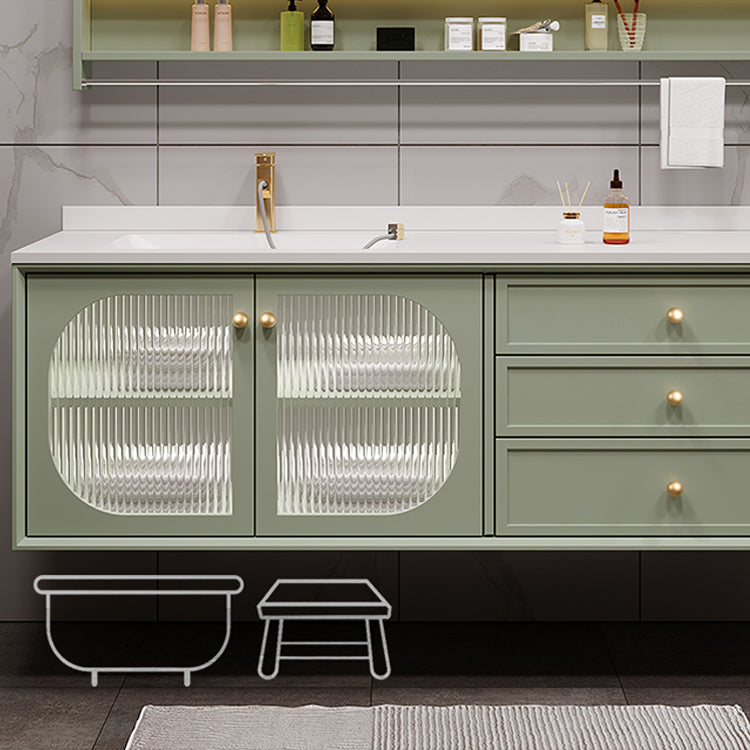 Modern Sink Vanity Solid Color Storage Shelves Wall Mount Bathroom Vanity Set Clearhalo 'Bathroom Remodel & Bathroom Fixtures' 'Bathroom Vanities' 'bathroom_vanities' 'Home Improvement' 'home_improvement' 'home_improvement_bathroom_vanities' 6695168