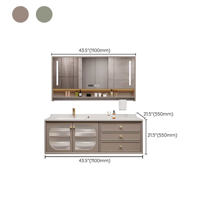 Modern Sink Vanity Solid Color Storage Shelves Wall Mount Bathroom Vanity Set Clearhalo 'Bathroom Remodel & Bathroom Fixtures' 'Bathroom Vanities' 'bathroom_vanities' 'Home Improvement' 'home_improvement' 'home_improvement_bathroom_vanities' 6695176