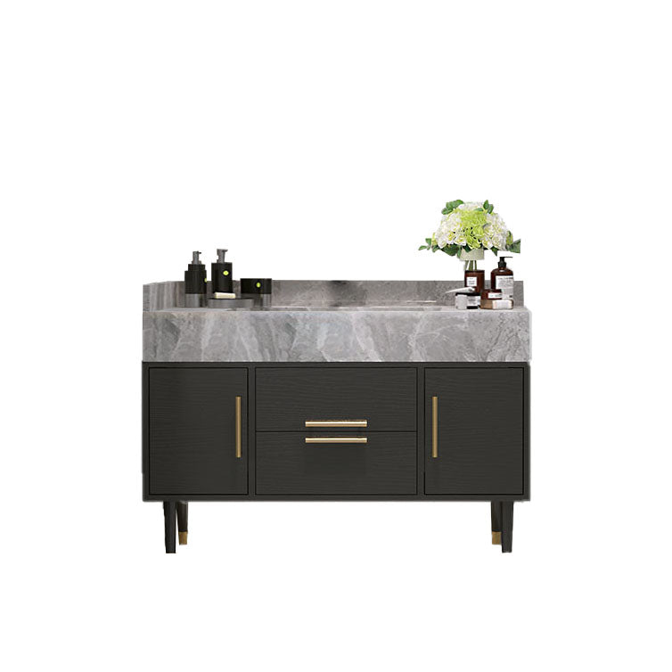 Drawers Bathroom Vanity Double Sink 2 Doors Freestanding Rectangle Vanity with Mirror Clearhalo 'Bathroom Remodel & Bathroom Fixtures' 'Bathroom Vanities' 'bathroom_vanities' 'Home Improvement' 'home_improvement' 'home_improvement_bathroom_vanities' 6695190