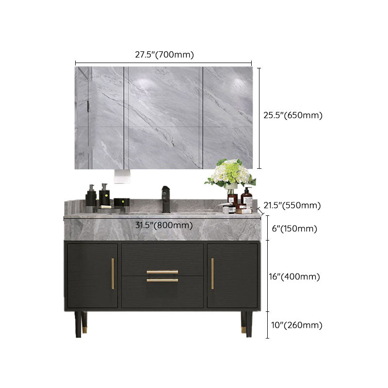 Drawers Bathroom Vanity Double Sink 2 Doors Freestanding Rectangle Vanity with Mirror Clearhalo 'Bathroom Remodel & Bathroom Fixtures' 'Bathroom Vanities' 'bathroom_vanities' 'Home Improvement' 'home_improvement' 'home_improvement_bathroom_vanities' 6695192